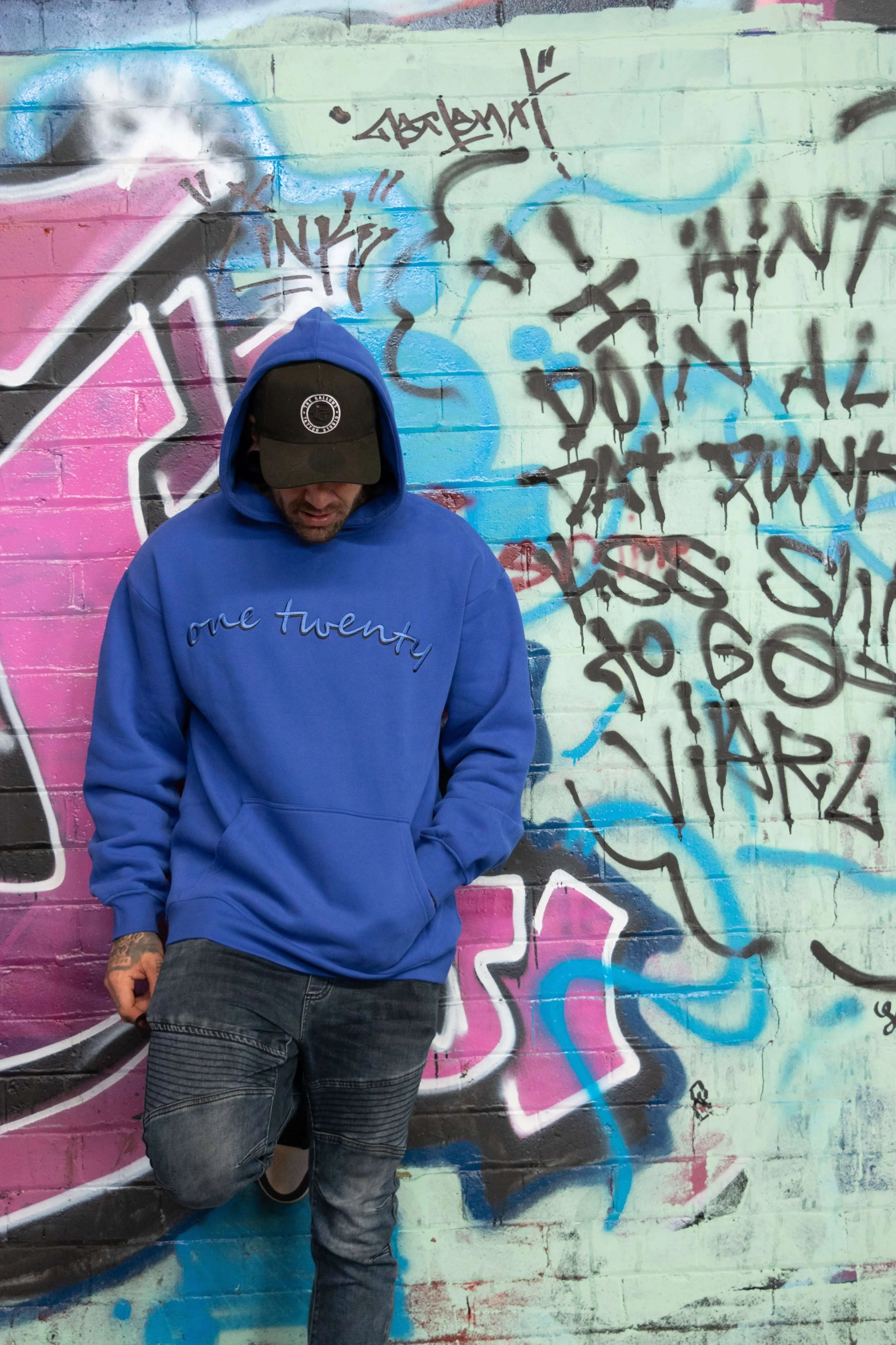 Blue script hoodie ONE TWENTY